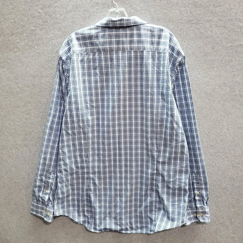 Banana‎ Republic Men Button Up Shirt XL Blue Plaid Long Sleeve Tailored Slim Fit